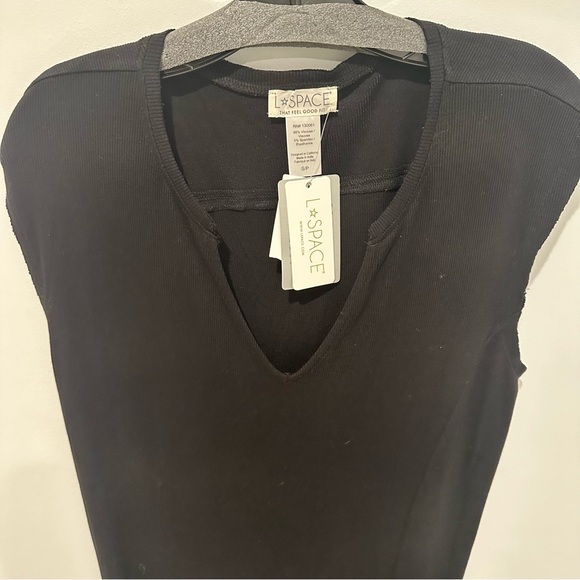 NWT L Space Robyn Black Notch Neck T-Shirt Dress, Cover Up - size Small - Picture 4 of 5